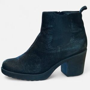 Vagabond‎ Black Leather Platform Chelsea Boots Chunky Heel Textured Size 8
